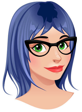 Zee avatar with blue hair.