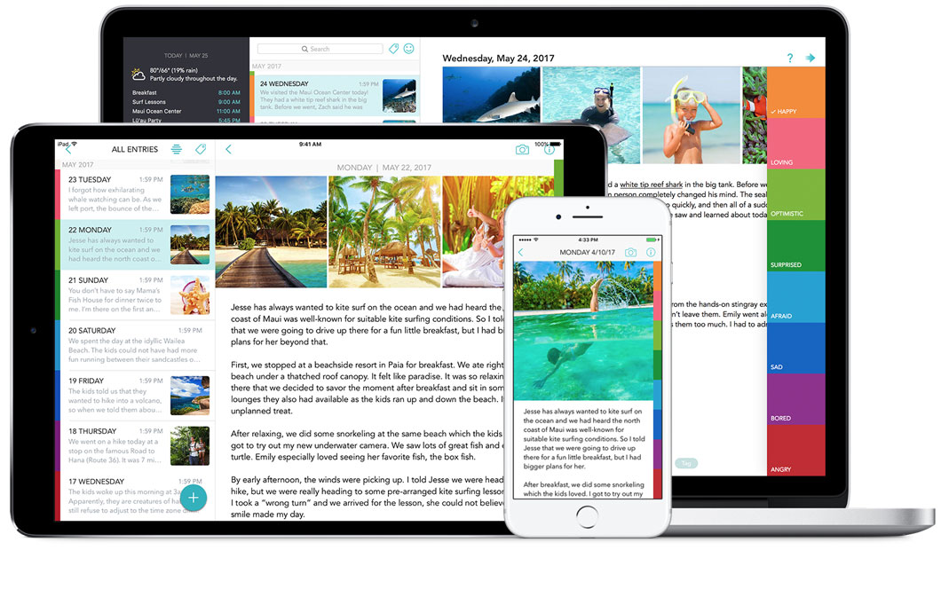 Macbook, iPad, and iPhone running Lifecraft collage.